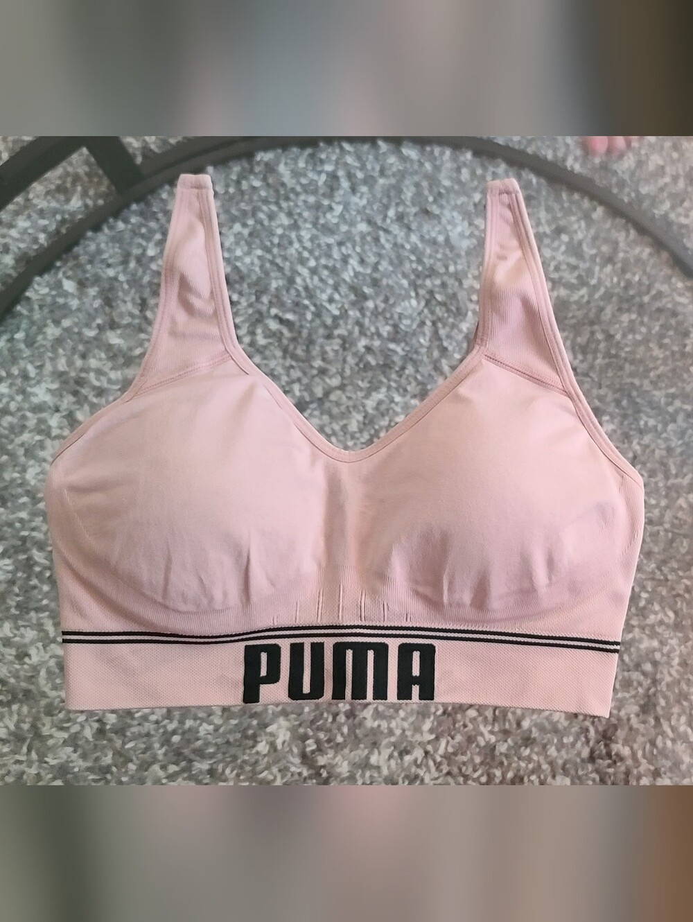 Puma Pink Seamless Supportive Sports Bra with Logo Band - Size M